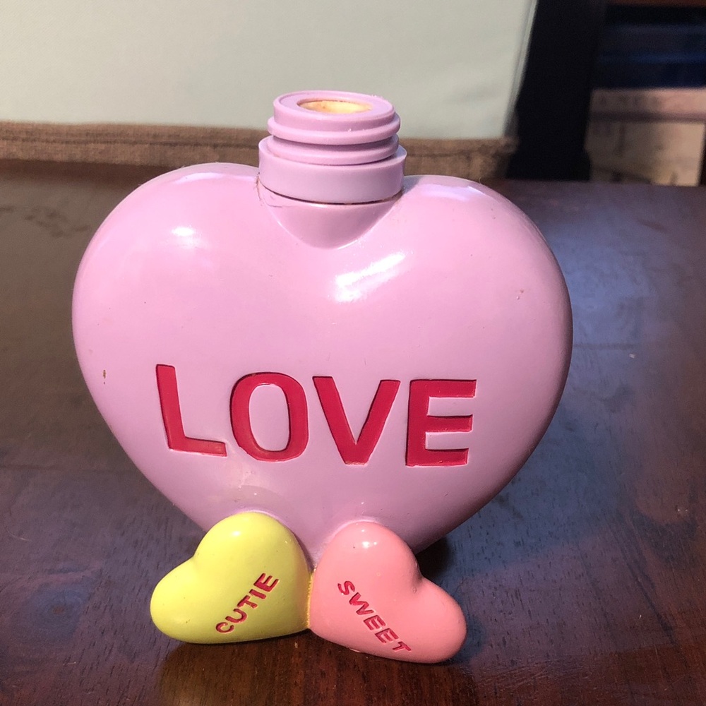 Pink Heart-Shaped 'LOVE' Decorative Bathroom Soap Dispenser without Pump